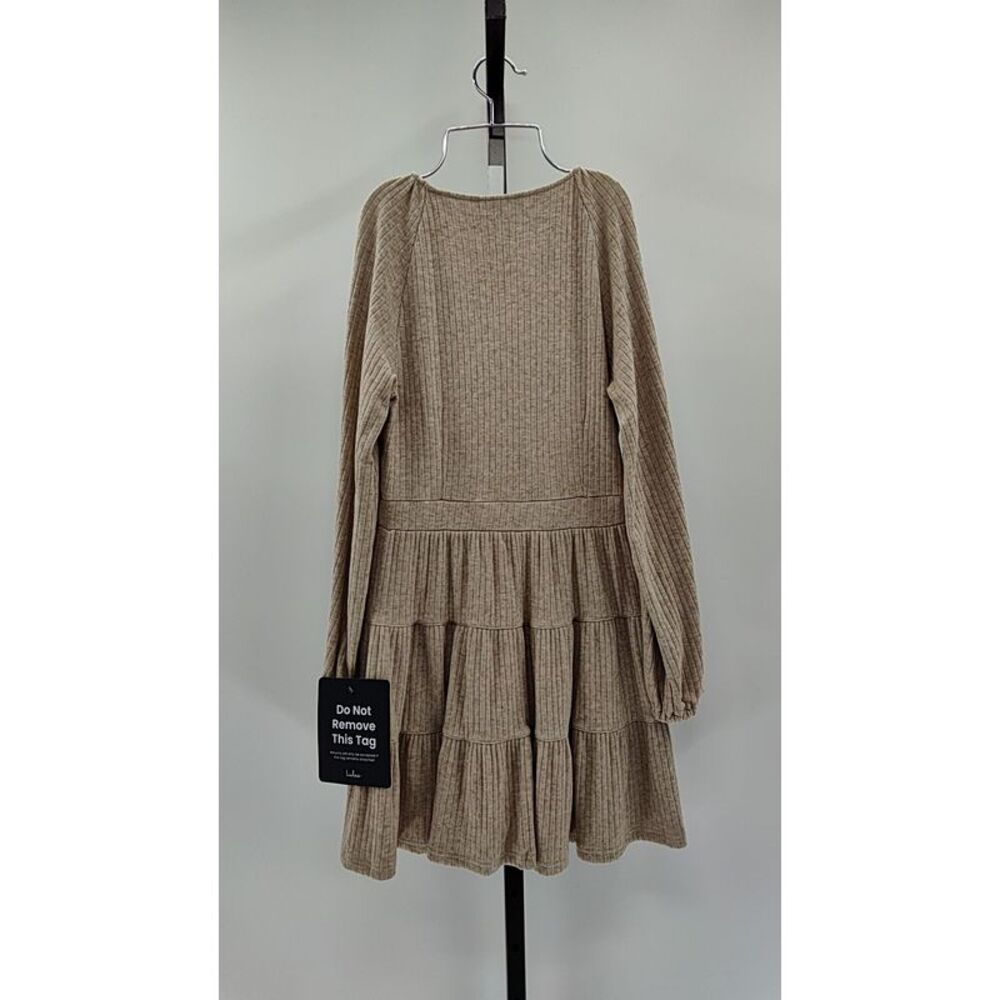Lulus Women Adorable Option Long Sleeve Mini Sweater Dress Beige Small - Picture 3 of 3
